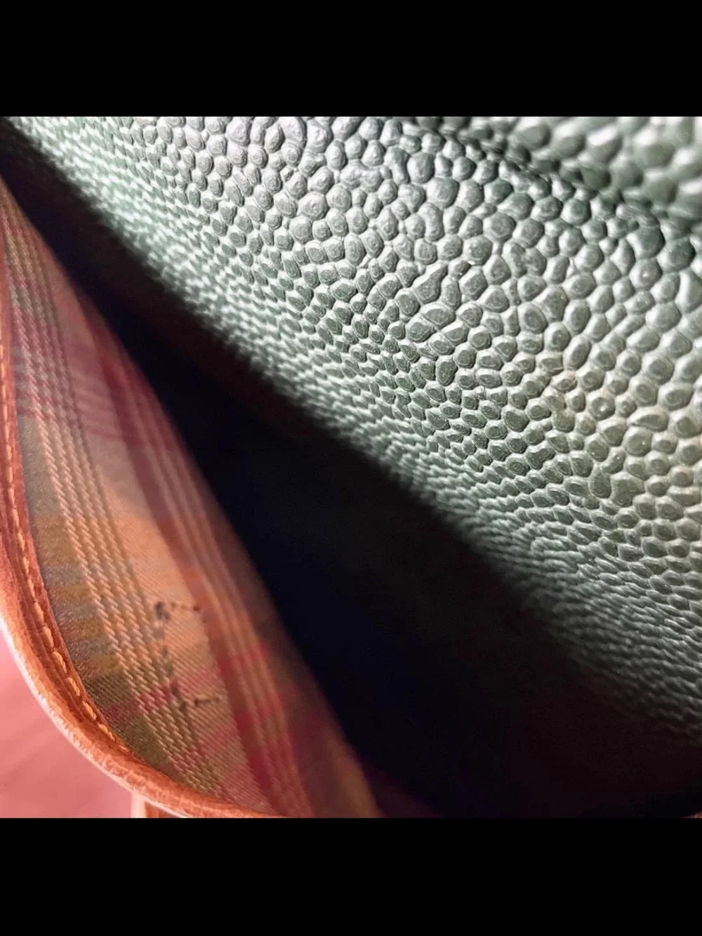 Mulberry Green Leather Messenger Bag with Brown Trim
